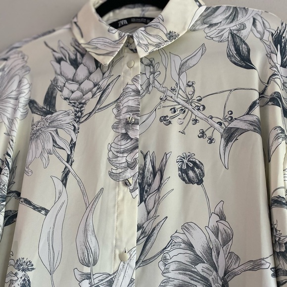Zara Silky Floral Button Up